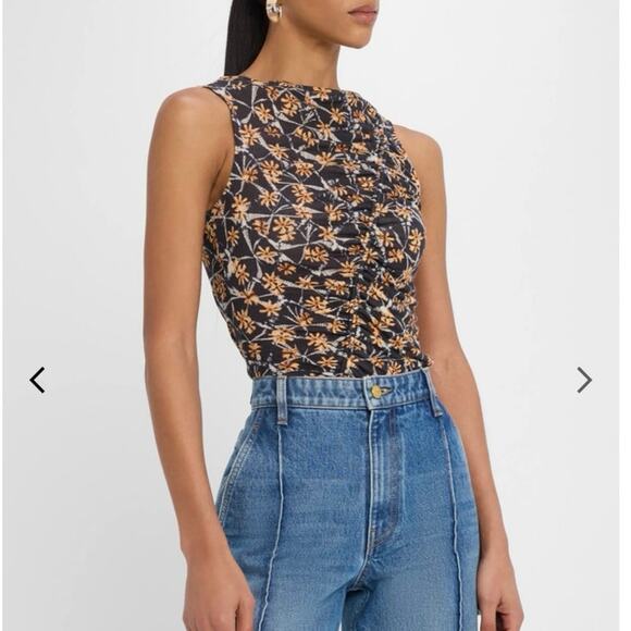 NWOT Ulla Johnson Medea Asymmetric Shirred Top in Aura SZ M - Picture 1 of 7